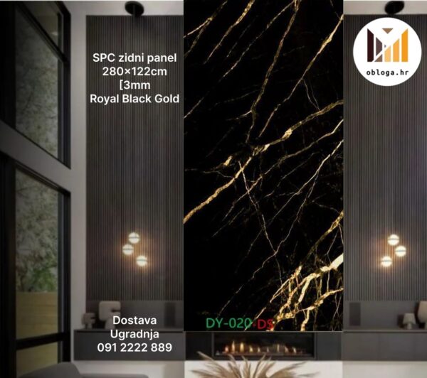 Elegant kitchen with black gold panel