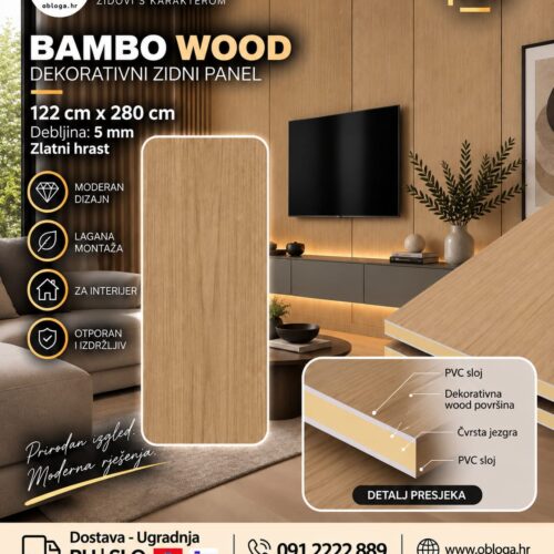 bambowood dekorativni zidni panel zlatni hrast zlatni hrast