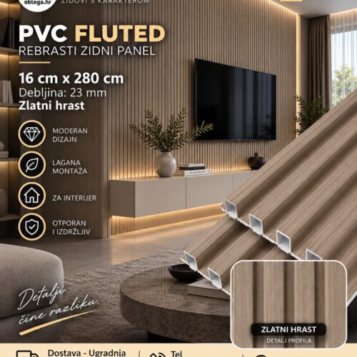 pvc fluted zlatni hrast zlatni hrast